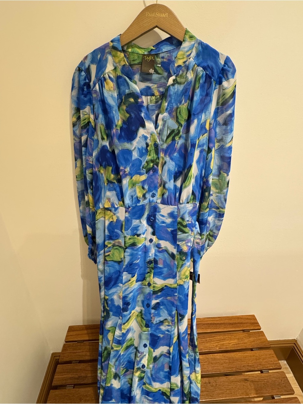 Taylor Blue & Green Floral Tie-Waist Maxi Dress - Picture 5 of 9